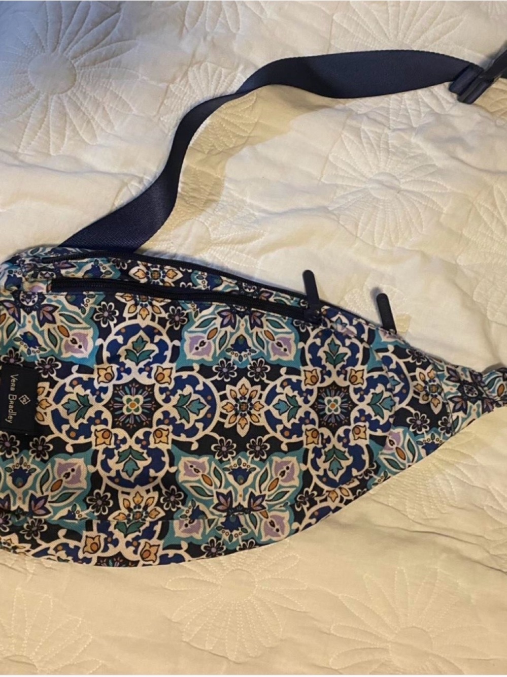 Vera Bradley Navy Teal Floral Quilted Crossbody Bag
